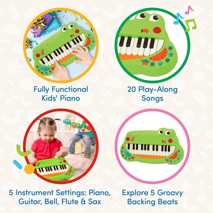 Battat Crocodile Toy Keyboard with 5 Settings and Songs, Musical