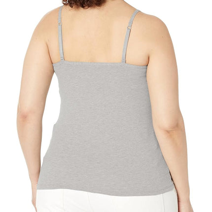 Hanes Women's Stretch Cotton Cami with Built-in Shelf Bra, Grey Heather, X Large