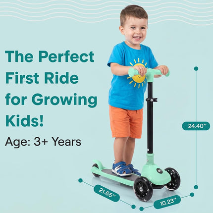 SereneLife Kids Scooter for Ages 3–7 – 3 Wheel Kick Scooter with Seat Option, Light-Up LED Wheels, Lean-to-Steer, Foldable, Adjustable Height, 50 kg Capacity