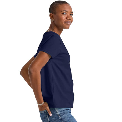 Hanes Womens Essentials Oversized T-Shirt Pack, Cotton Tee for Women, Relaxed Fit, 3-Pack, Athletic Navy, S