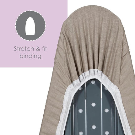 Ironing Board Cover and Pad (Grey), 100% Cotton with Premium Polyester Padding by Seymour Home Products; Fits Full Size Board | Stain and Scorch Resistant; Elastic Edge | Laundry Accessories