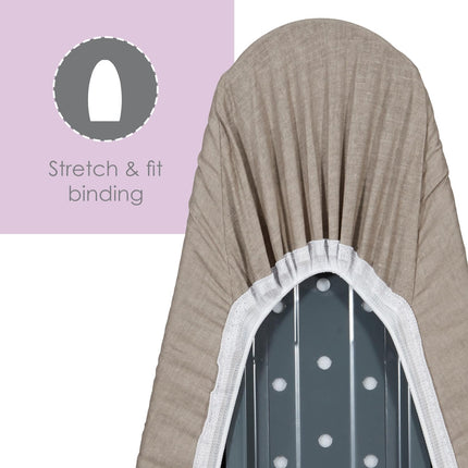 Ironing Board Cover and Pad (Grey), 100% Cotton with Premium Polyester Padding by Seymour Home Products; Fits Full Size Board | Stain and Scorch Resistant; Elastic Edge | Laundry Accessories