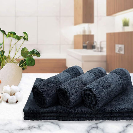 Cleanbear Extra Soft Wash Cloths Washcloths Set 6-Pack 13 x 13 Inches, Highly Absorbent Facecloths (Dark Gray)