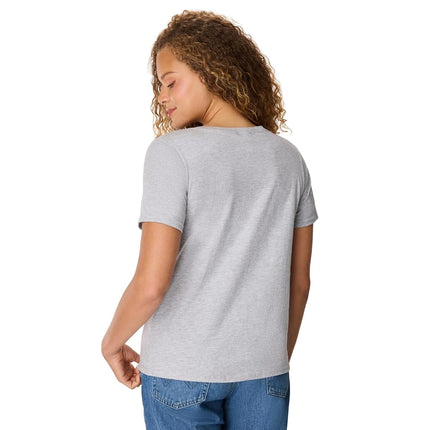 Hanes Women's Perfect-t V-Neck T-Shirt, Ring-Spun Cotton Short Sleeve Tee for Women, Light Steel - 1 Pack, M