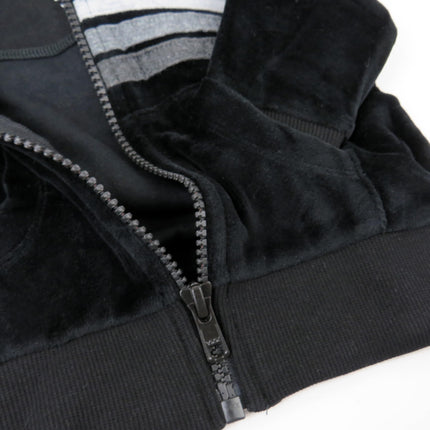 HonestBaby Velour Pullover Hoodie and Zip Front Sweatshirt and Jogger Sweatpants Set Baby, Toddler, Boys, Girls, Unisex, Black with Stripe, 6 Years, Black With Stripe, 6 Years