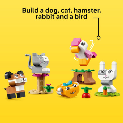 LEGO Classic Creative Pets, Building Brick Animals Toy, Kids Build a Dog, Cat, Rabbit, Hamster and Bird, Gift for Animal-Loving Boys and Girls Aged 5 and Up, Great Build Together Toy, 11034