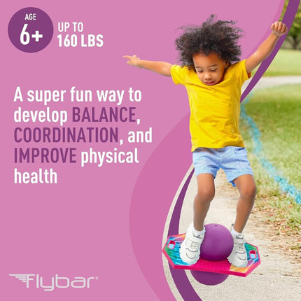 Flybar Pogo Trick Ball for Kids – Balance Bounce Board with Anti-Slip Deck – Pump Included - Indoor & Outdoor Toys for Boys and Girls Fun Way to Reduce Screen Time Supports up to 160 lbs – Ages 6+