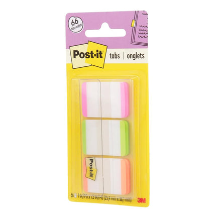 Post-it Tabs, 1 in, Lined, Pink, Green, Orange, 22 Tabs/Color, 66 Tabs/On-The-Go Dispenser (686L-PGO)
