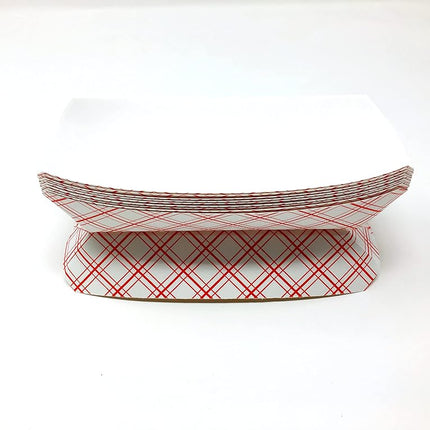 Mr. Miracle 7 Inch Paper Hot Dog Tray in Red White Pattern. Disposable, Recyclable and Fully Biodegradable. Red White 250