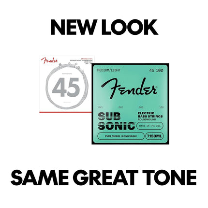 Fender 7150ML Pure Nickel Roundwound Long Scale Electric Bass Guitar Strings - Medium Light