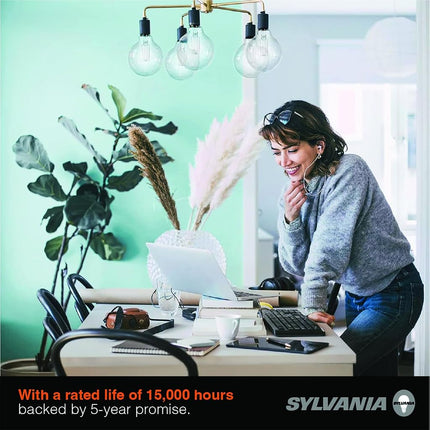 SYLVANIA G25 Clear Globe LED White Filament Bulb, 3.5W, Dimmable, 300 LMS, Medium Base, 2700K, Soft White - 2 Pack (42254)