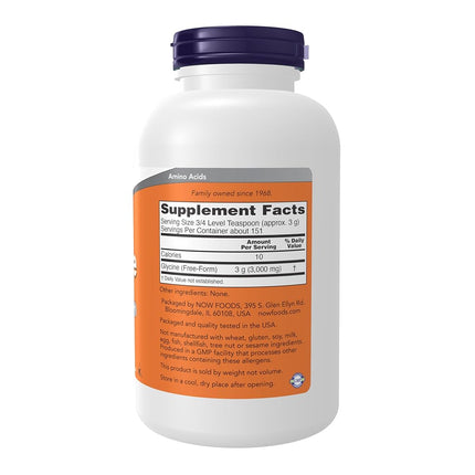 NOW Glycine Powder Vegetarian Powder, 1-Pound