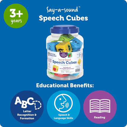 Learning Resources Say-a-Sound™ Speech Cubes, Preschool Learning Activities, ABC Flash Cards, Speech Therapy Toys, Gifts for Kids, Ages 3+, 16 Pieces