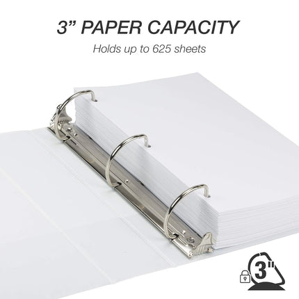 Samsill Durable Binder, Made in The USA, D Ring Binder, Customizable Clear View Binder, White, 2 Pack, Holds 625 Pages, 3 Inch