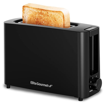 Elite Gourmet ECT118B Cool Touch Single Slice Toaster, 6 Toasting Levels & Wide Slot for Bagels, Waffles, Specialty Breads, Pastry, Snacks, Black