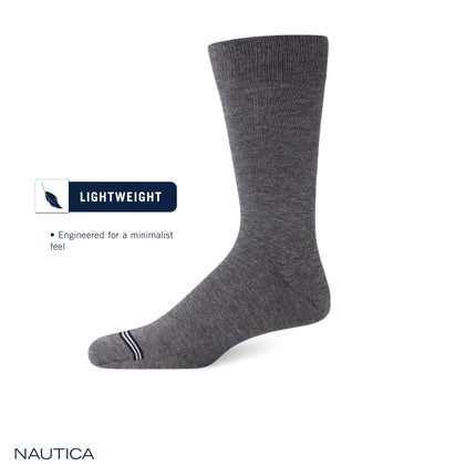 Nautica Men�s Dress Socks � Patterned Crew Socks (10 Pack), Black Rib, 6-12.5