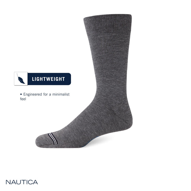 Nautica Men�s Dress Socks � Patterned Crew Socks (10 Pack), Black Rib, 6-12.5
