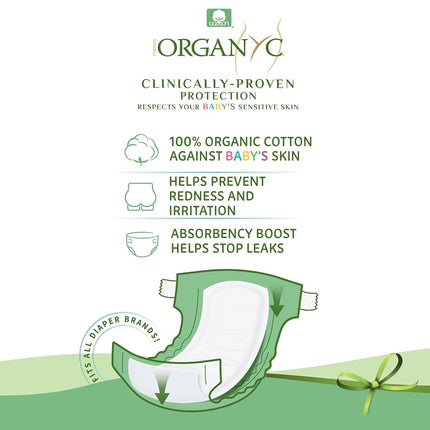 Organyc Baby Nappy Liners - 100% Certified Organic Cotton - Sensitive Skin - Fits All Brands and Sizes of Nappies Except Newborn - Pack of 20