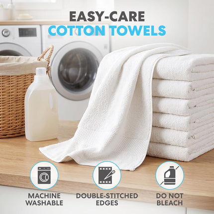 Simpli-Magic 79404 Bath Towels, White, 25x50 Inches Towels for Pool, Spa, and Gym Lightweight and Highly Absorbent Quick Drying Towels, 25 in x 50 in