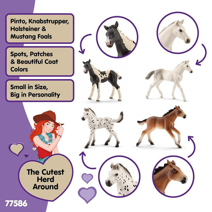 Schleich Horse Club - 4PC Foal Horse Toy Playset - Kids Ages 5+ | 77586