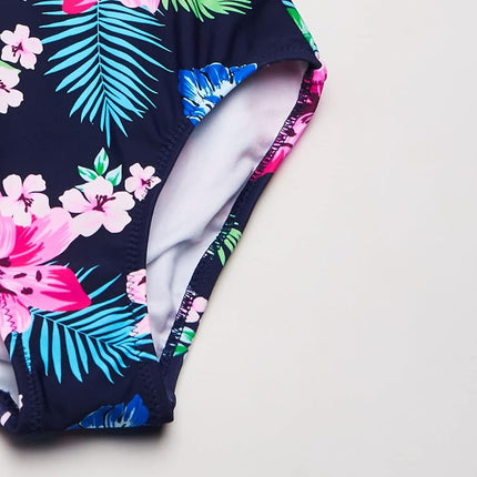 Kanu Surf Traje de baño de una pieza con protección solar UPF 50+ para niña, modelo Peggy, color azul marino, talla 10