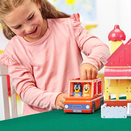 TILE TOWN Bluey Heeler Home and 4WD Vehicle Magnetic Tiles Construction Building Playset + Family Figures, Kids 3-5+, New ACTION TILES for Action Play, Realistic Builds, STEM Creative Toy