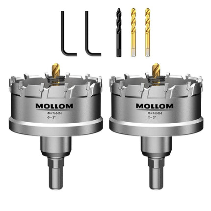 Mollom 76mm (3") 2Pcs Heavy Duty Carbide Hole Saw 