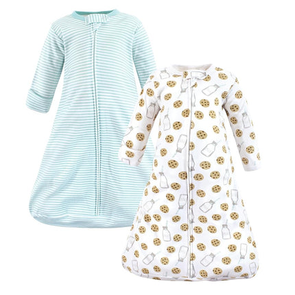 Hudson Baby Bebé Algodón Saco de Dormir Usable de Manga Larga, Manta, Galletas de Leche y Menta Manga Larga, 12-18 Meses