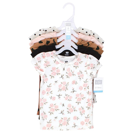 Camisetas de manga corta Hudson Baby unisex para bebé, estampados rosas canela, de 6 a 12 meses