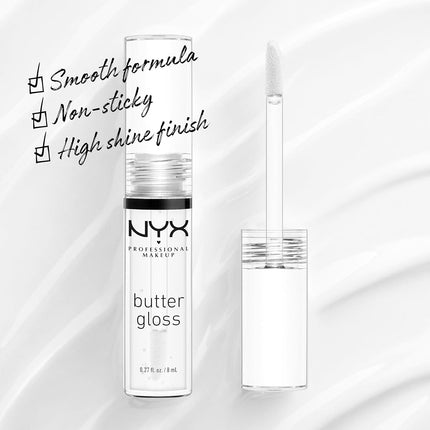 NYX Professional Makeup Butter Gloss, Lip Gloss, Moisturizing Shade: Clear