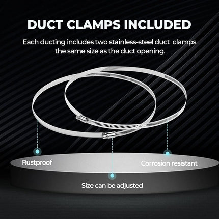 Simple Deluxe 14 Inch 25 Feet Ducting, Non-Insulated Flex Air Aluminum Foil Duct for Dryer Vent Hose, Heating, Cooling, Ventilation, Exhaust, 2 Clamps Included, Silver