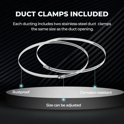 Simple Deluxe 14 Inch 25 Feet Ducting, Non-Insulated Flex Air Aluminum Foil Duct for Dryer Vent Hose, Heating, Cooling, Ventilation, Exhaust, 2 Clamps Included, Silver