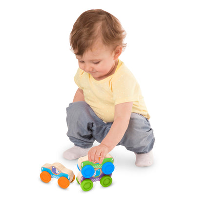 Melissa & Doug Premiers jeux - Voitures empilables en bois animaux (jouet de développement pour bébés et tout-petilles, 3 pièces)
