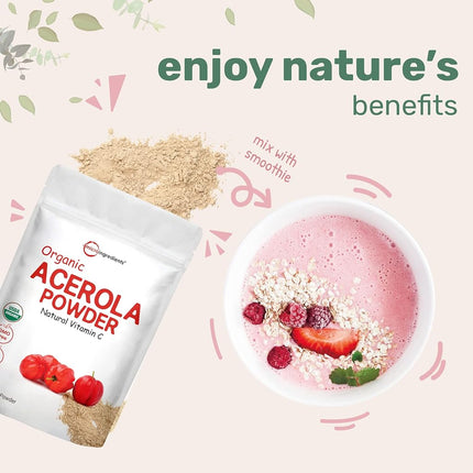 Pure USDA Organic Acerola Cherry Powder, Natural and Organic Vitamin C Powder, 8 Ounce, No GMOs and Vegan Friendly, 2 Pack