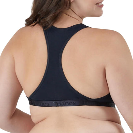 Hanes Women's Originals Ultra Supersoft Racerback, Viscose from Bamboo Bralette Bra, Opaque, Black, M