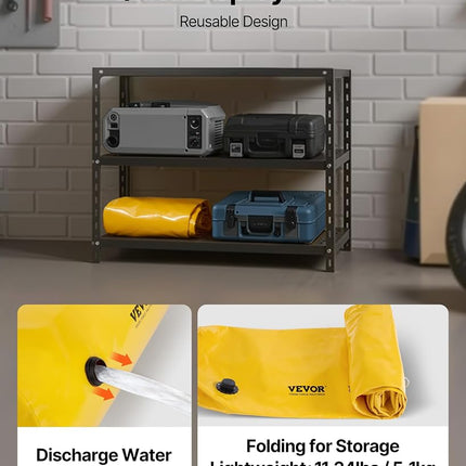 Flood Barrier, Flood Bags, Sandbag Alternative, Water Barrier for Flooding with Great Waterproof Effect, Reusable PVC Water Diversion Tubes, Lightweight Flood Barriers for Home, Door, Garage(12FT*6in)