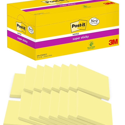 Post-it Super Sticky Notes, 14 + 2 Free Pads (1440 Sheets), 76 mm x 76 mm