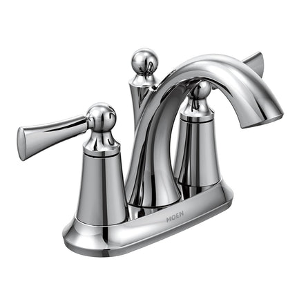 Robinet de salle de bain Moen 4505 Wynford à deux poignées, entraxe large, bec haut, chrome