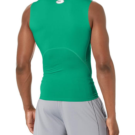 Camiseta sin mangas de compresión HeatGear estándar para hombre Under Armour, (305) verde Kelly / / blanco, talla XL