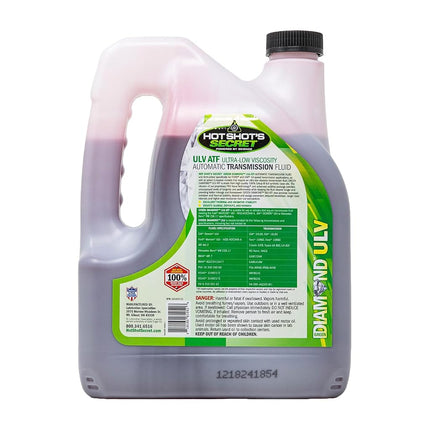 Hot Shot's Secret Green Diamond ULV ATF � Ultra-Low Viscosity Automatic Transmission Fluid � Synthetic DEXRON ULV/MERCON ULV Compatible � Ford, GM, 10-Speed � High-Performance 100% Group III Synthetic