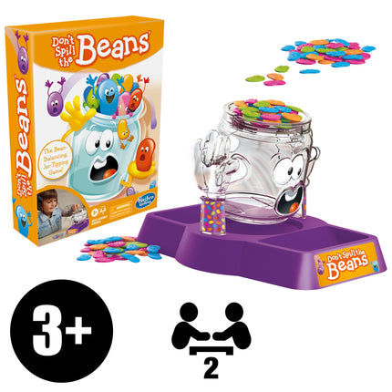 Hasbro Gaming No derrames los frijoles, juego preescolar fácil y divertido para niños de 3 años en adelante, para 2 jugadores