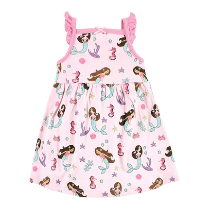 Hudson Baby Baby Girls' Cotton Dresses, Mermaid Princess, 9-12 Months