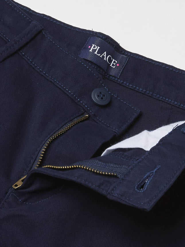 Pantalones chinos ajustados para niñas de The Children's Place, paquete de 2, color arena/azul marino, talla 4 delgada