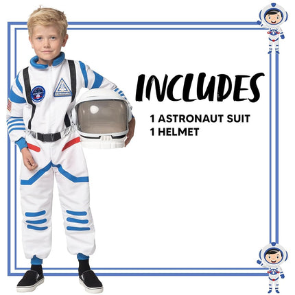 Spooktacular Creations Child Halloween Astronaut Costume, Unisex Pilot Jumpsuit With Astronaut Helmet, Costumes for Kids, White, Small (5-7 yrs)