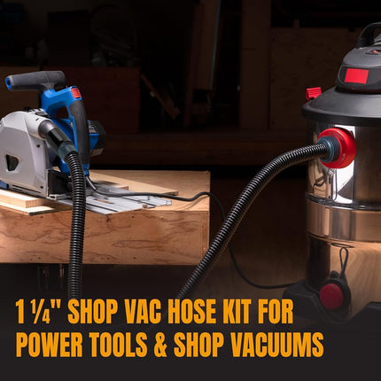 POWERTEC 70356 10 ft. Vacuum Hose Dust Collection Kit for Woodworking Power Tools, Wet/Dry Work Shop Vacuums, Miter Saw and Table Saw