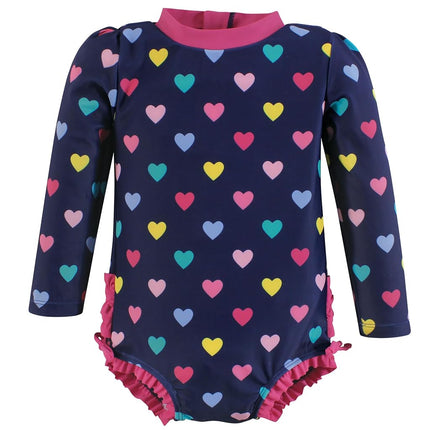 Hudson Baby Maillot de bain anti-UV pour bébé fille, cœurs bleus marine, 3T