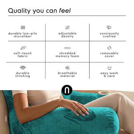 Nestl Reading Pillow for Bed, Back Pillow for Sitting Up in Bed, Teal