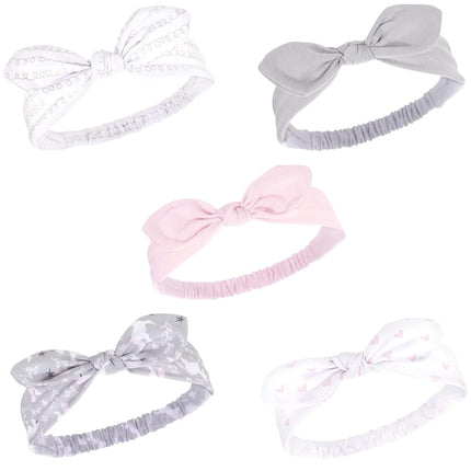 Cinta para la cabeza anudada de jersey Hudson Baby, unicornio gris, talla única (paquete de 5)