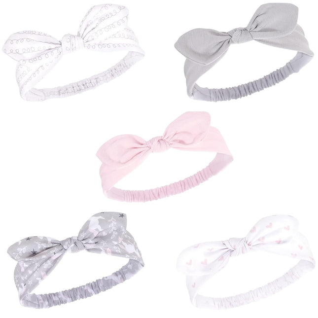 Hudson Baby Knotted Jersey Headband, Gray Unicorn, One Size (Pack of 5)