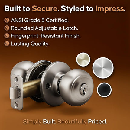 Copper Creek CKDB141PS Colonial Door Knob Keyed Alike with Deadbolt Combination, Polished Stainless